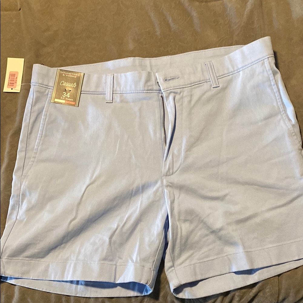 Roundtree & Yorke Light Blue Flat Front Men Shorts